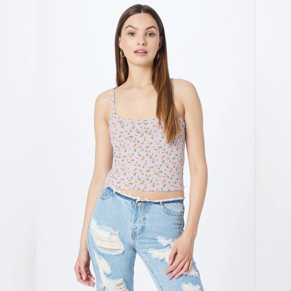 NWOT Free People One of The Girls Brami  Cami  Floral Crop Top in Lilac Size M - Picture 10 of 10
